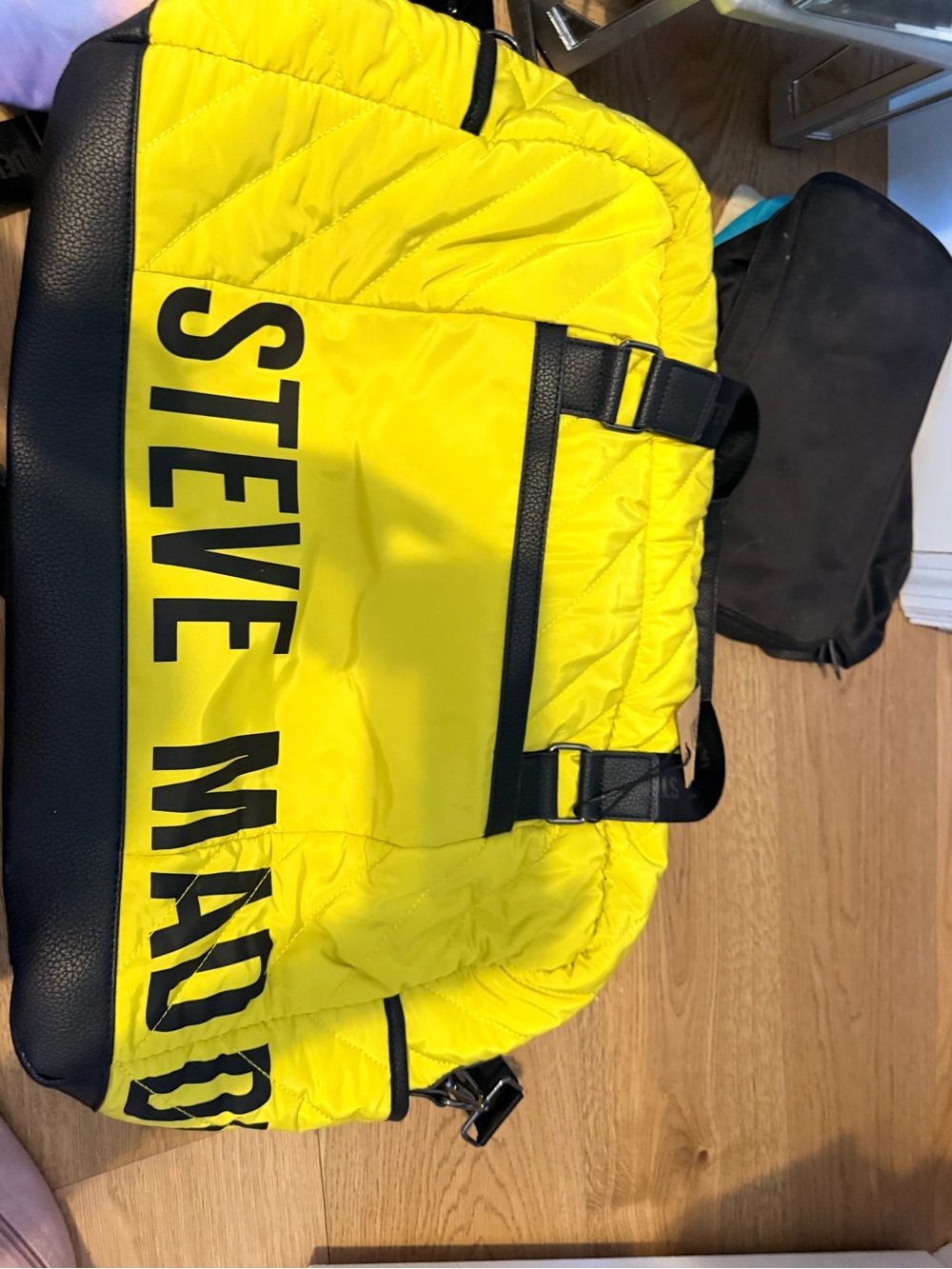 Steve Madden Yellow Quilted Duffel Bag